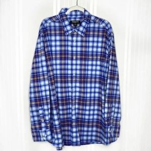 Men's Blue Plaid Stretch Flannel